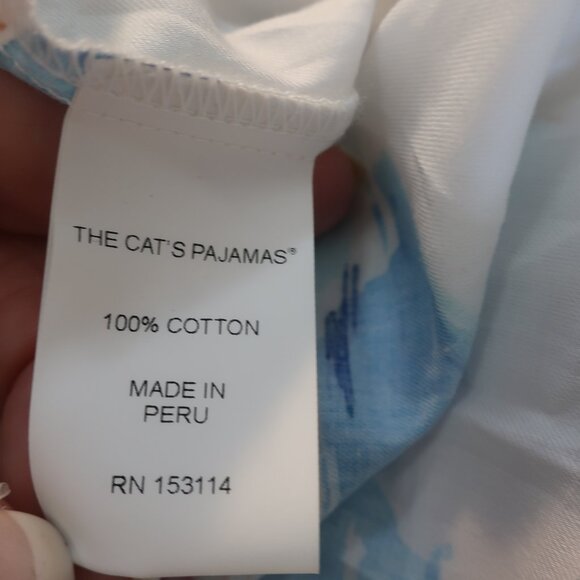 NWT Womens The Cat's Pajamas Santorini Luxe White Multi 2 Pc Set Top Bottom S - Picture 15 of 16